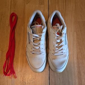Reebok Kids White Sneakers with Extra Red Laces